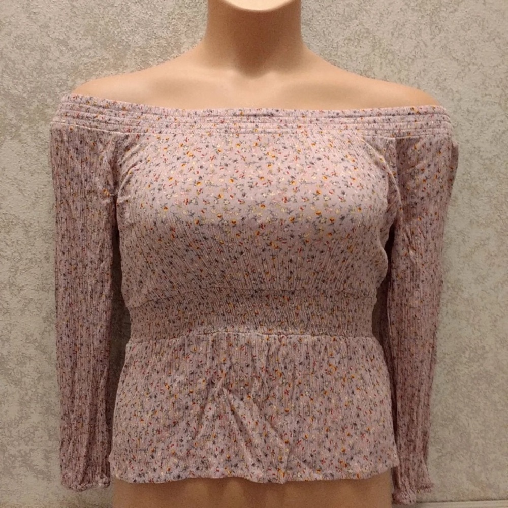 Hippie Rose Mauve Floral Off-Shoulder Peplum Blouse